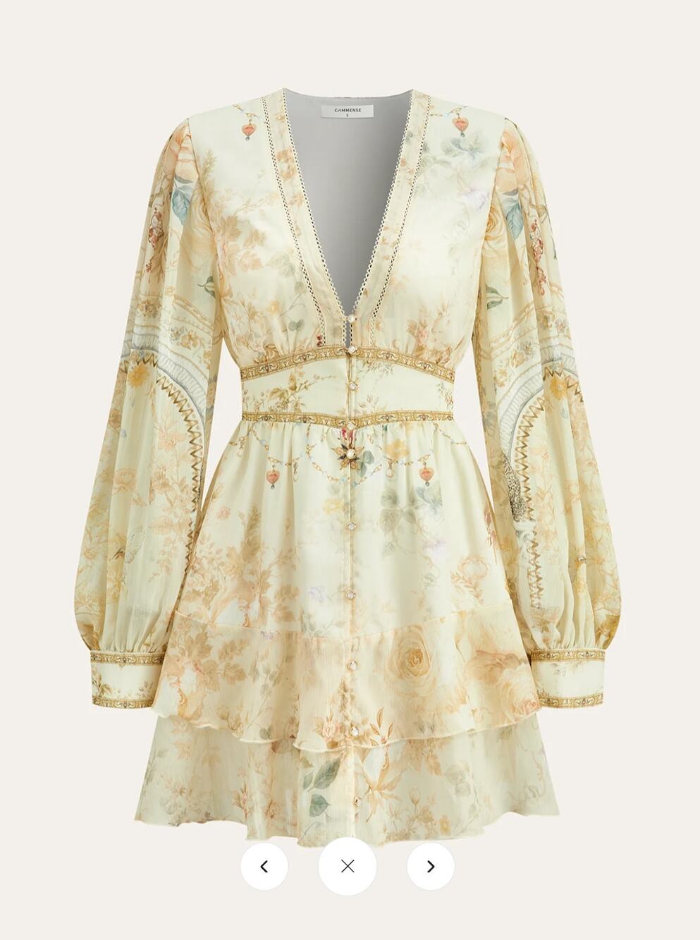 NWT Commense Semi-Sheer Chiffon Floral Printed Ruffled Mini Dress Sz XL